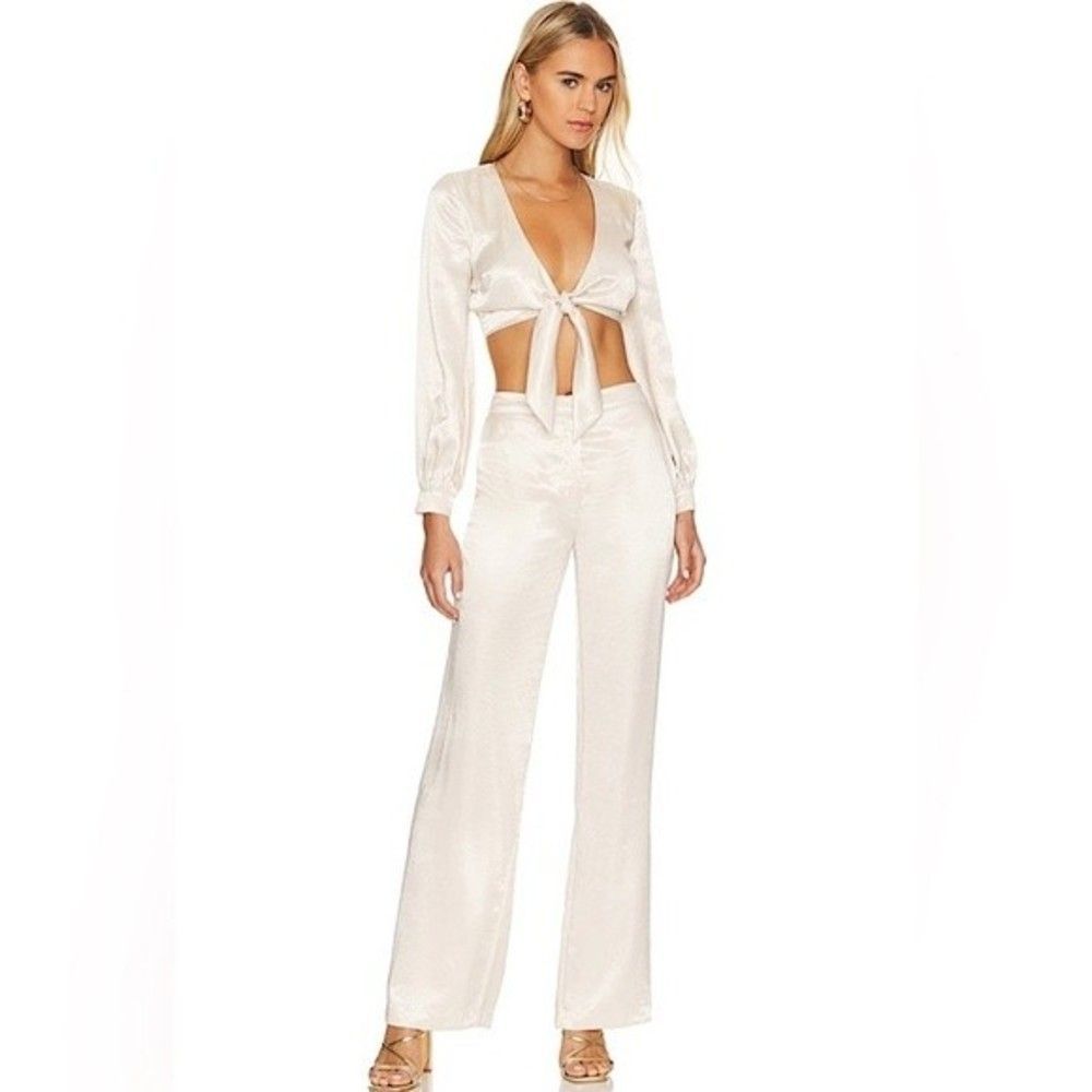 NWT House of Harlow 1960 Off White Wide Leg Dress Pants